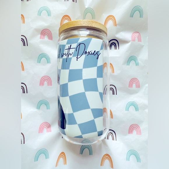 NEW Dachshund 16oz Glass with Bamboo Lid & Glass Straw - Picture 3 of 3